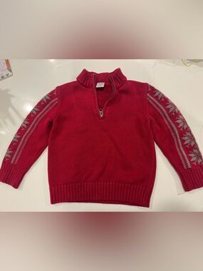 Gymboree Red Quarter-Zip Knit Sweater